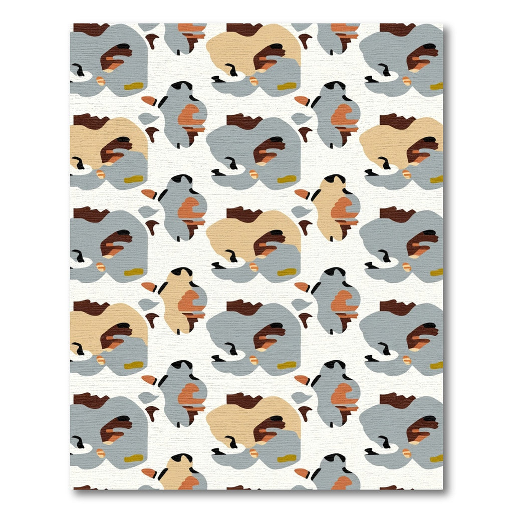 Abstract Beige Blue Brown Organic Shapes Rug