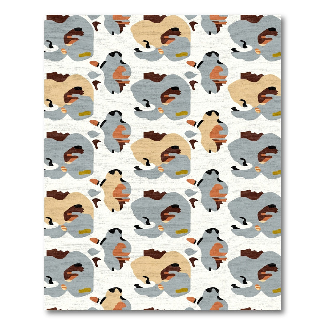 Abstract Beige Blue Brown Organic Shapes Rug