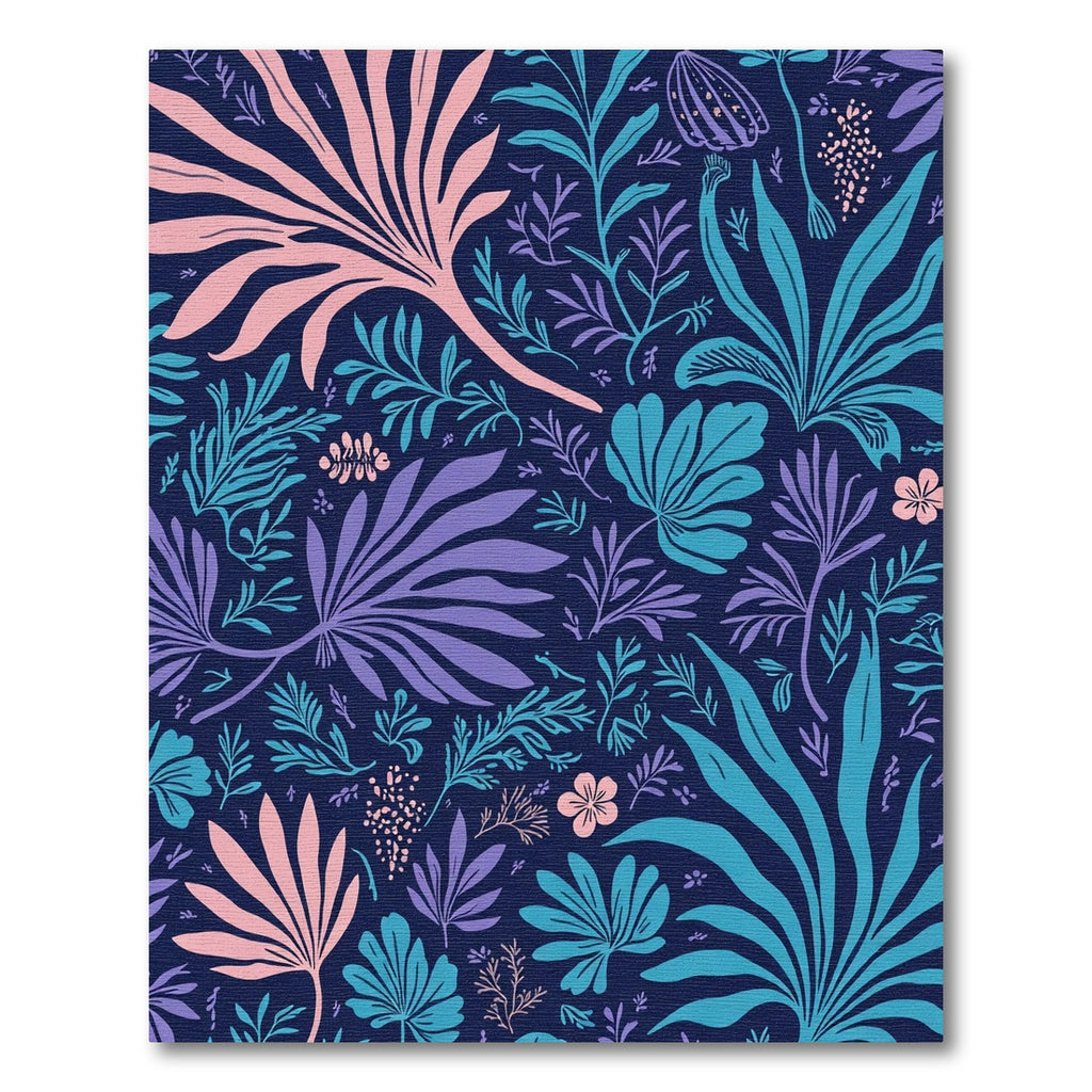 Chic Navy Tropical Floral Fantasy Rug