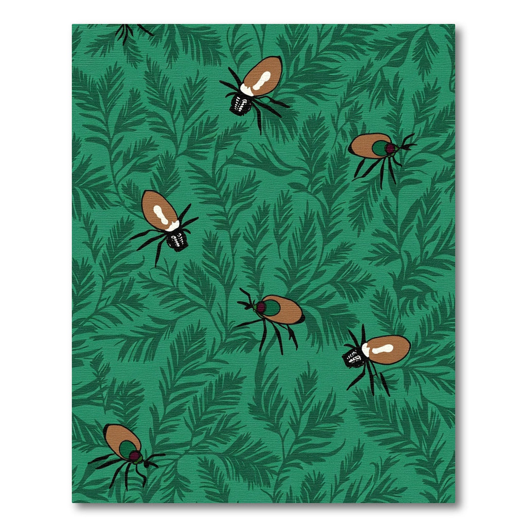 Emerald Green Insects Fern Garden Rug