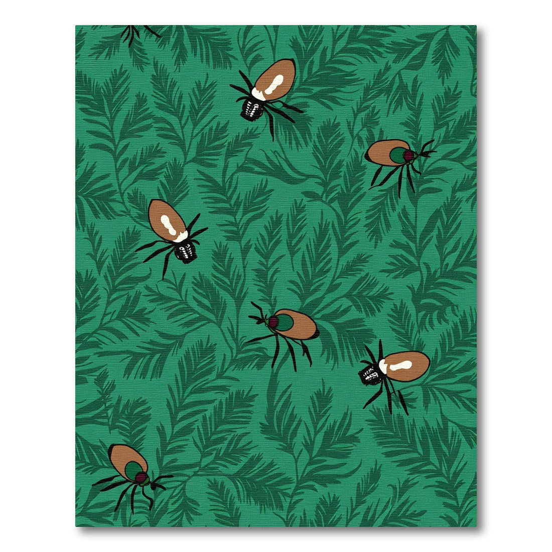 Emerald Green Insects Fern Garden Rug