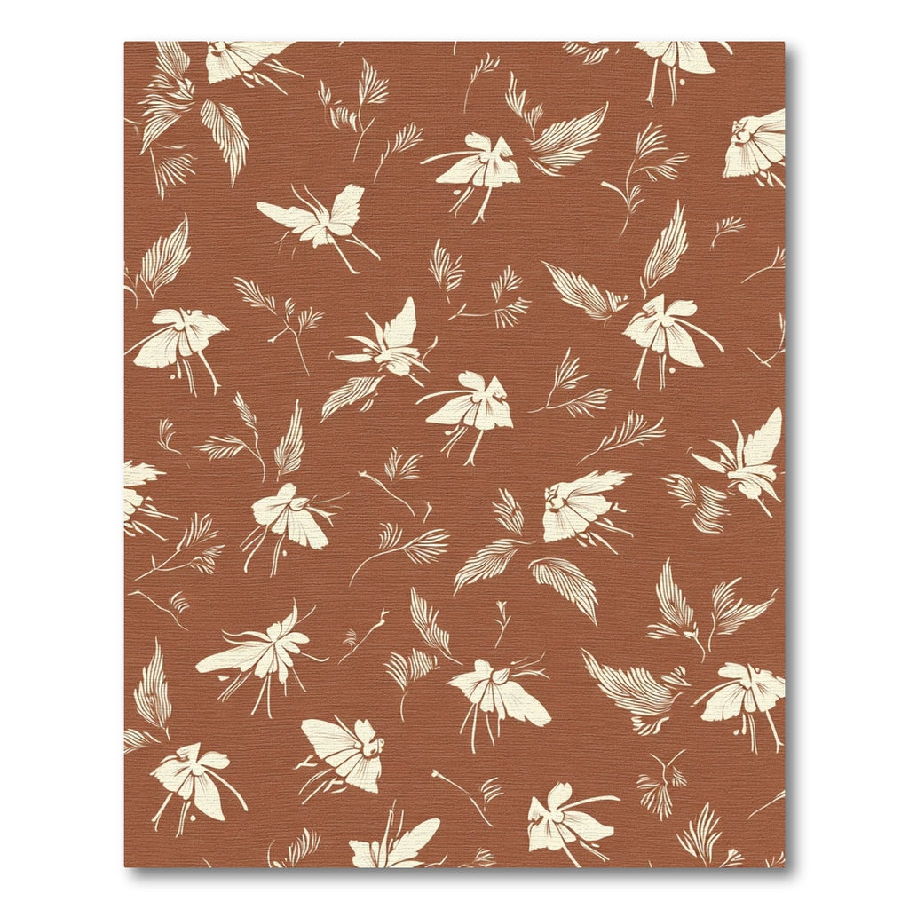 Terracotta Cream Floral Winged Motif Rug