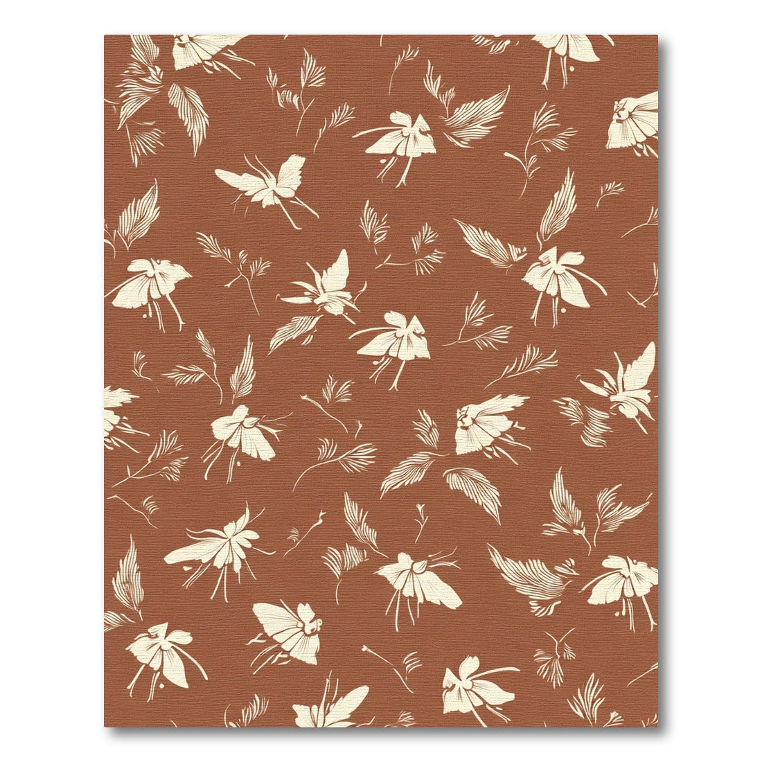 Terracotta Cream Floral Winged Motif Rug
