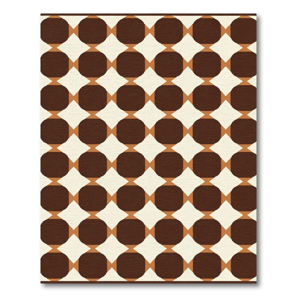 Retro Brown Ochre Circle Diamond Rug