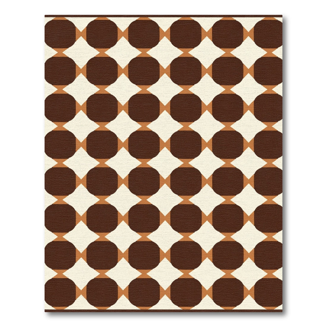 Retro Brown Ochre Circle Diamond Rug