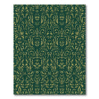 Emerald Green Gold Damask Botanical Rug