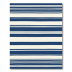 Navy Cream Stripe Rug