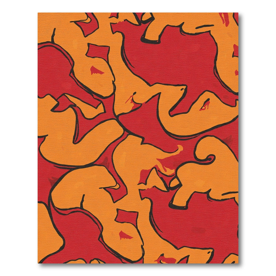 Bold Orange and Red Abstract Forms Rug