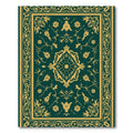 Emerald Gold Floral Medallion Border Rug