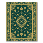 Emerald Gold Floral Medallion Border Rug