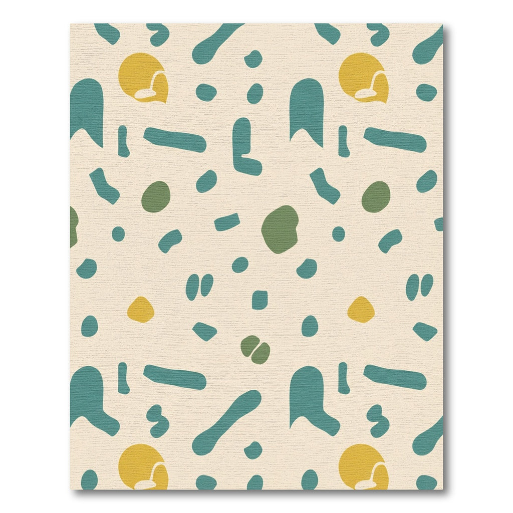 Teal Mustard Organic Abstract Shapes Rug