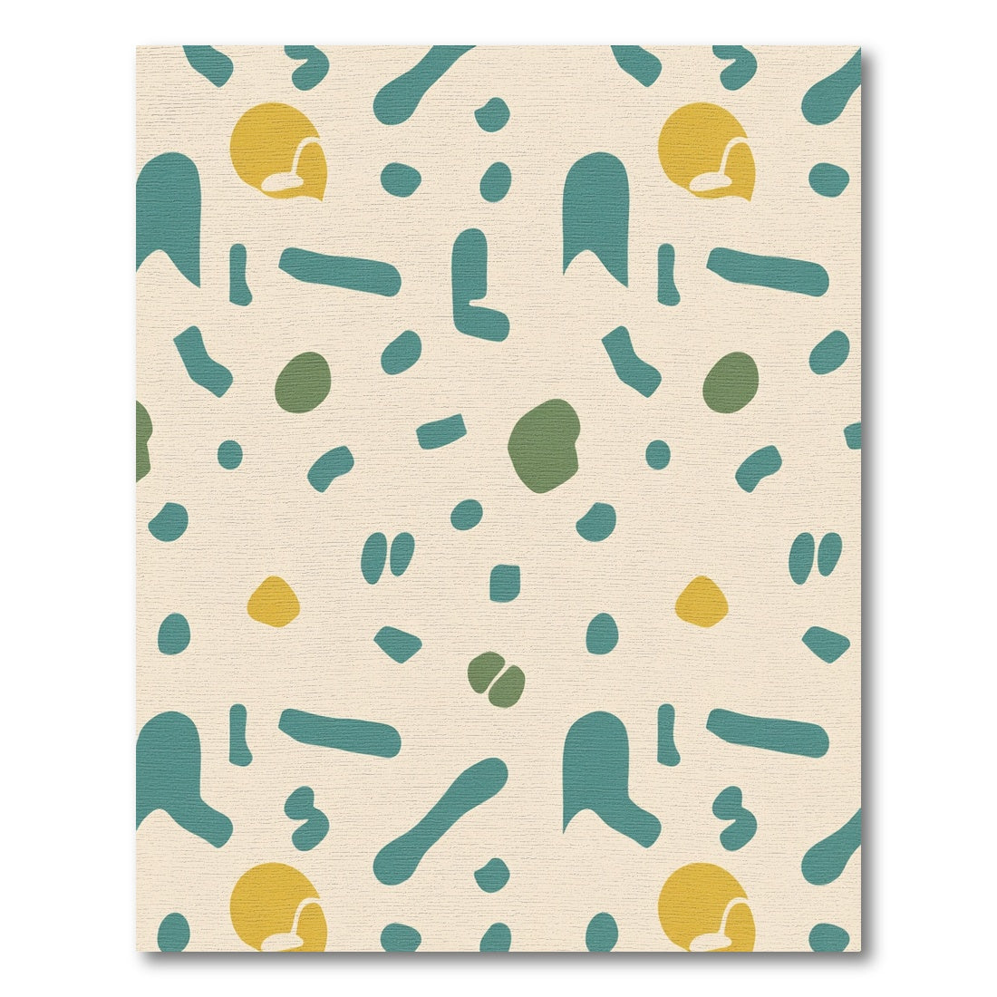Teal Mustard Organic Abstract Shapes Rug