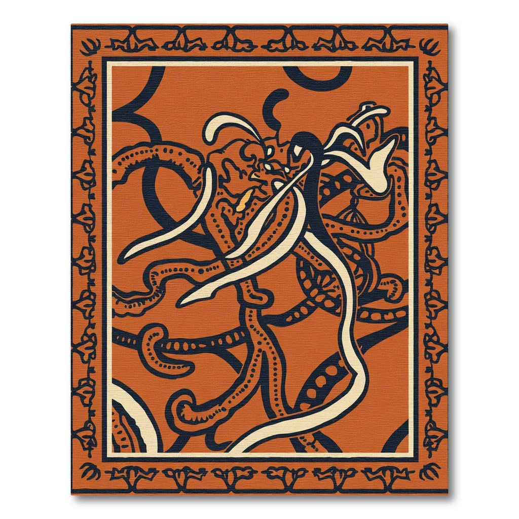 Orange Abstract Swirls And Dots Rug