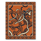 Orange Abstract Swirls And Dots Rug