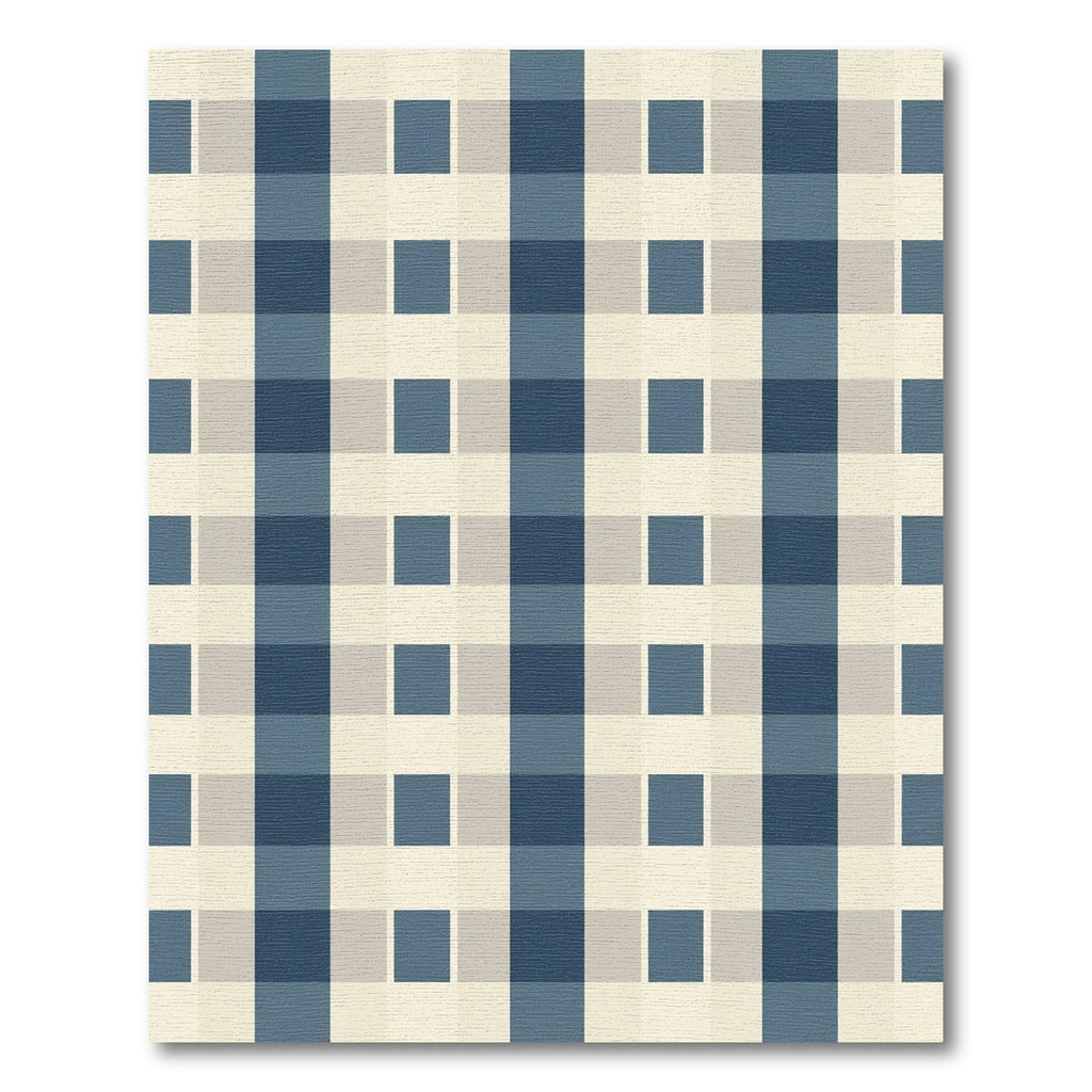 Classic Blue Beige Checkered Rug