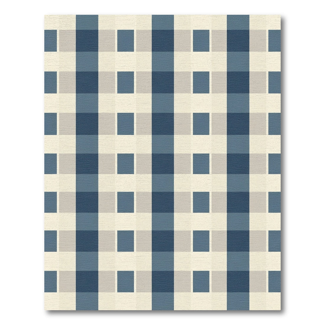 Classic Blue Beige Checkered Rug