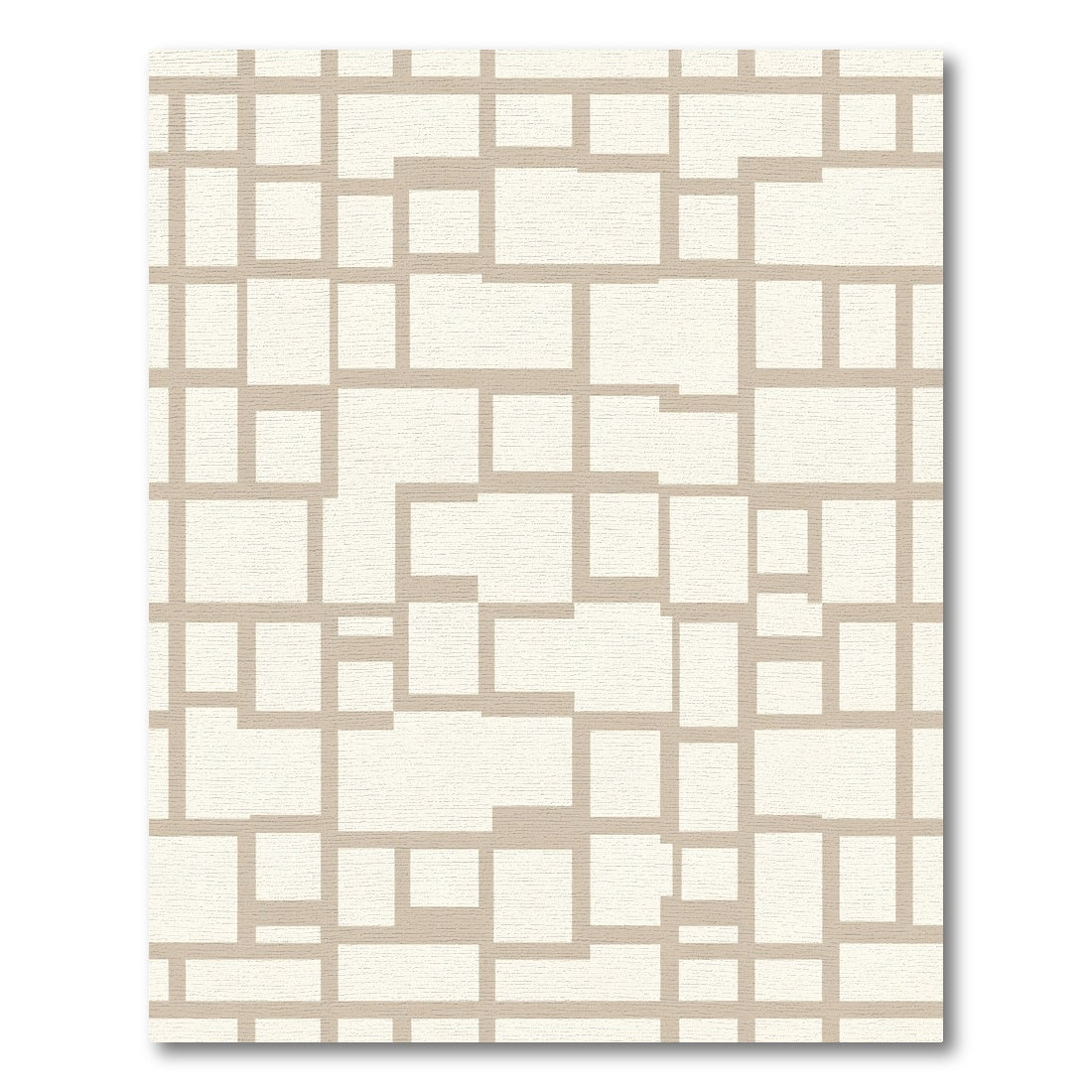 Cream Tan Geometric Block Arrangement Rug
