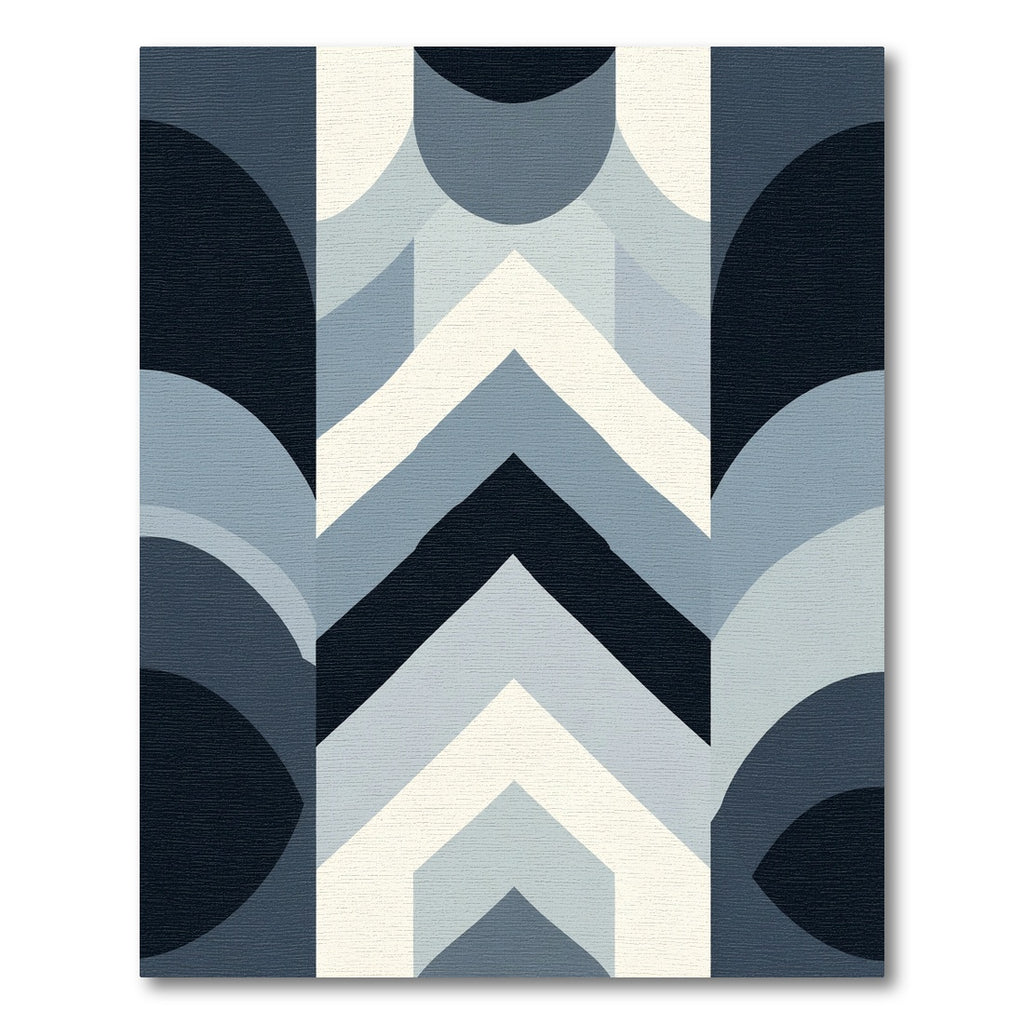 Modern Blue Geometric Arc Rug