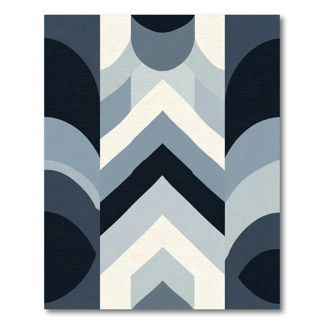 Modern Blue Geometric Arc Rug