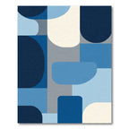 Modern Abstract Geometric Blue Shapes Rug