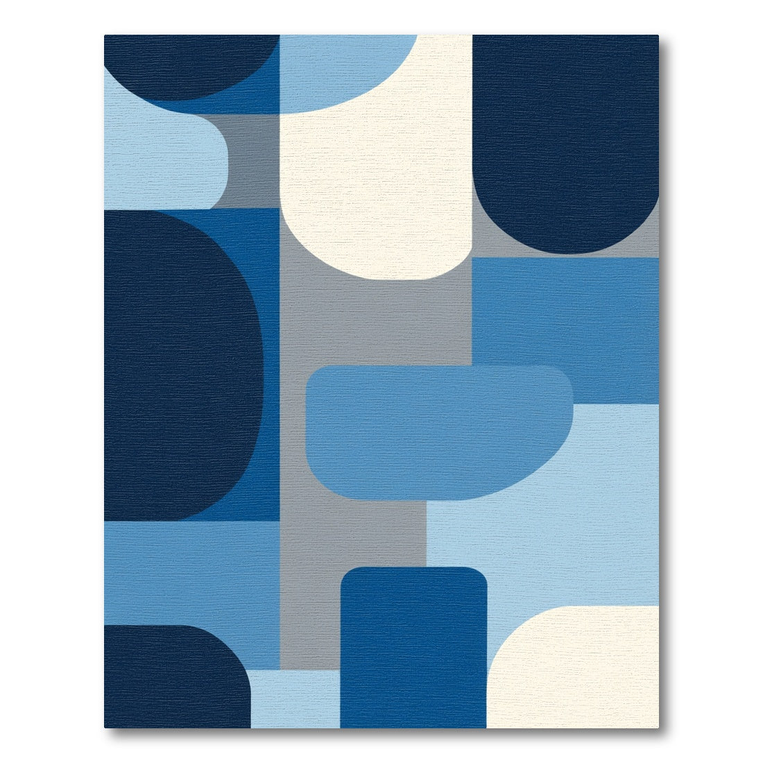 Modern Abstract Geometric Blue Shapes Rug