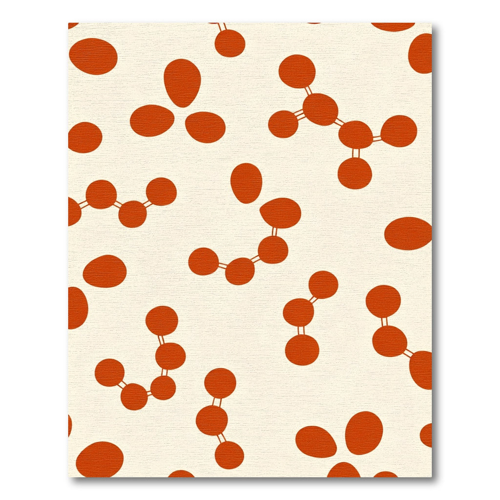 Orange Atomic Structure On Cream Rug