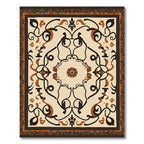 Intricate Floral Scrollwork Cream Brown Rug