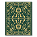 Deep Emerald Golden Floral Medallion Rug