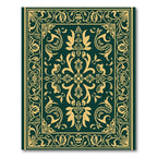 Deep Emerald Golden Floral Medallion Rug
