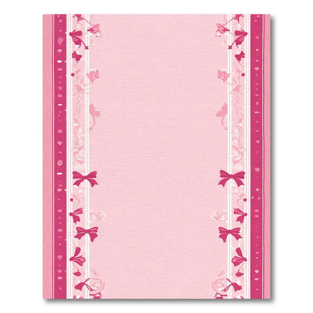 Pink Ribbon Floral Border Rug