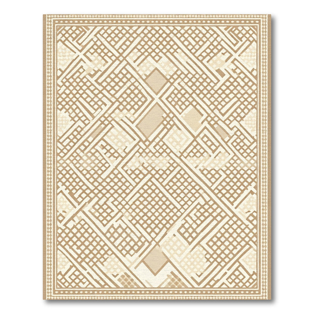 Neutral Geometric Interlocking Squares Rug