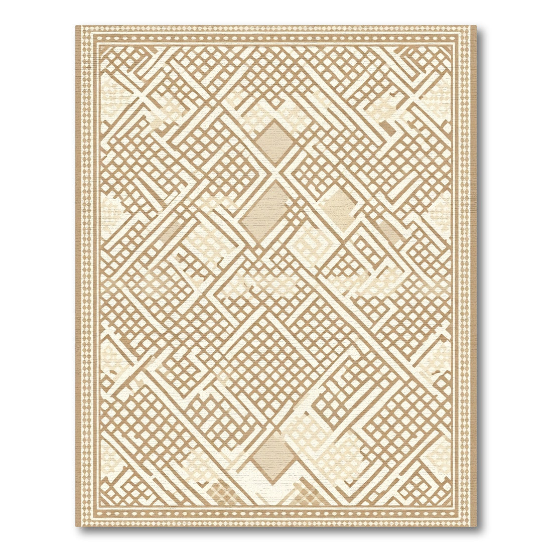 Neutral Geometric Interlocking Squares Rug