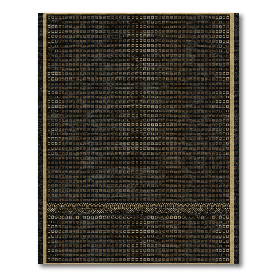 Gold Square Grid Border Rug