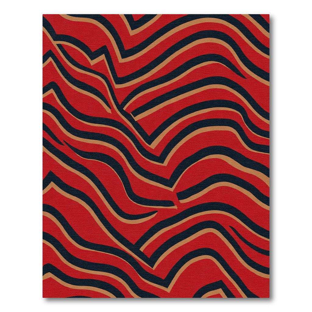 Bold Crimson Wavy Stripe Rug