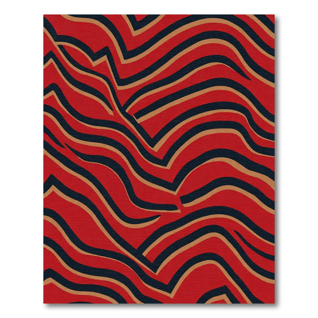 Bold Crimson Wavy Stripe Rug