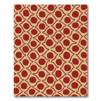 Terracotta Red Abstract Dot Diamond Rug