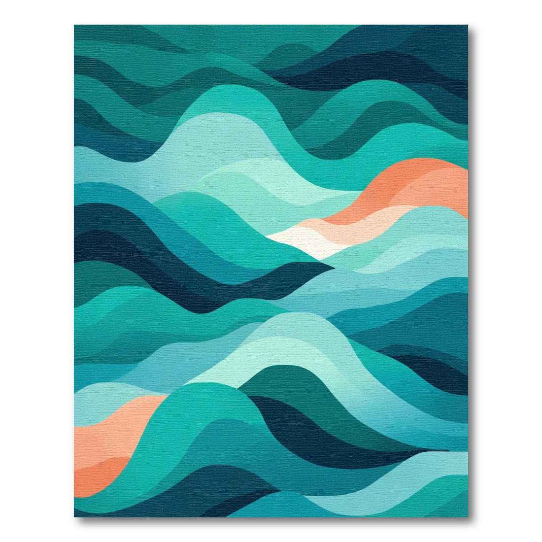 Oceanic Teal Coral Undulating Waves Rug