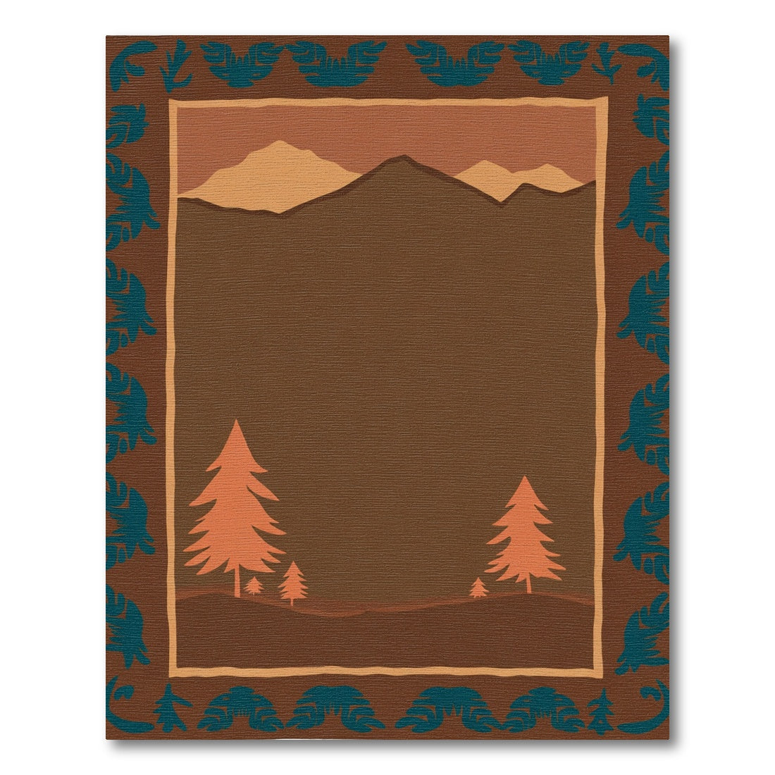 Rustic Earthy Orange Pine Forest Rug