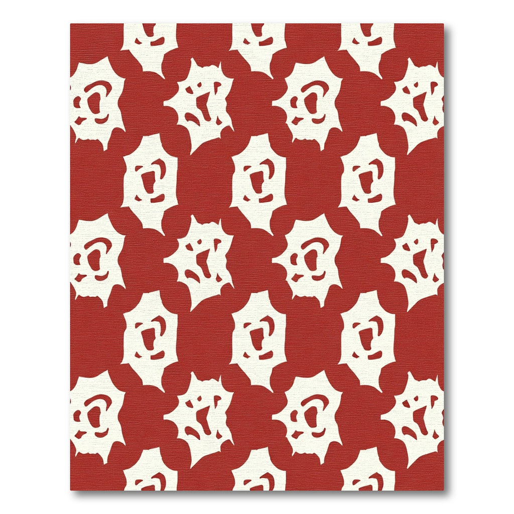 Crimson Abstract Floral Grid Rug