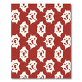 Crimson Abstract Floral Grid Rug