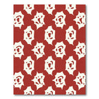 Crimson Abstract Floral Grid Rug