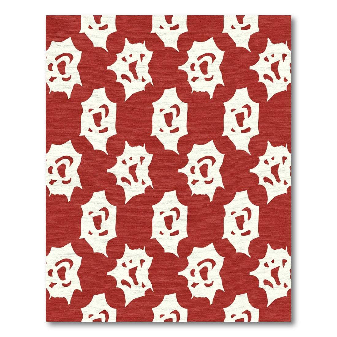 Crimson Abstract Floral Grid Rug