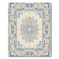 Beige Blue Floral Medallion Damask Rug