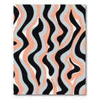 Coral Gray Black White Wavy Stripes Rug