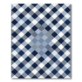 Navy Blue White Gingham Diamond Rug
