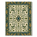 Deep Teal Gold Green Vine Medallion Rug