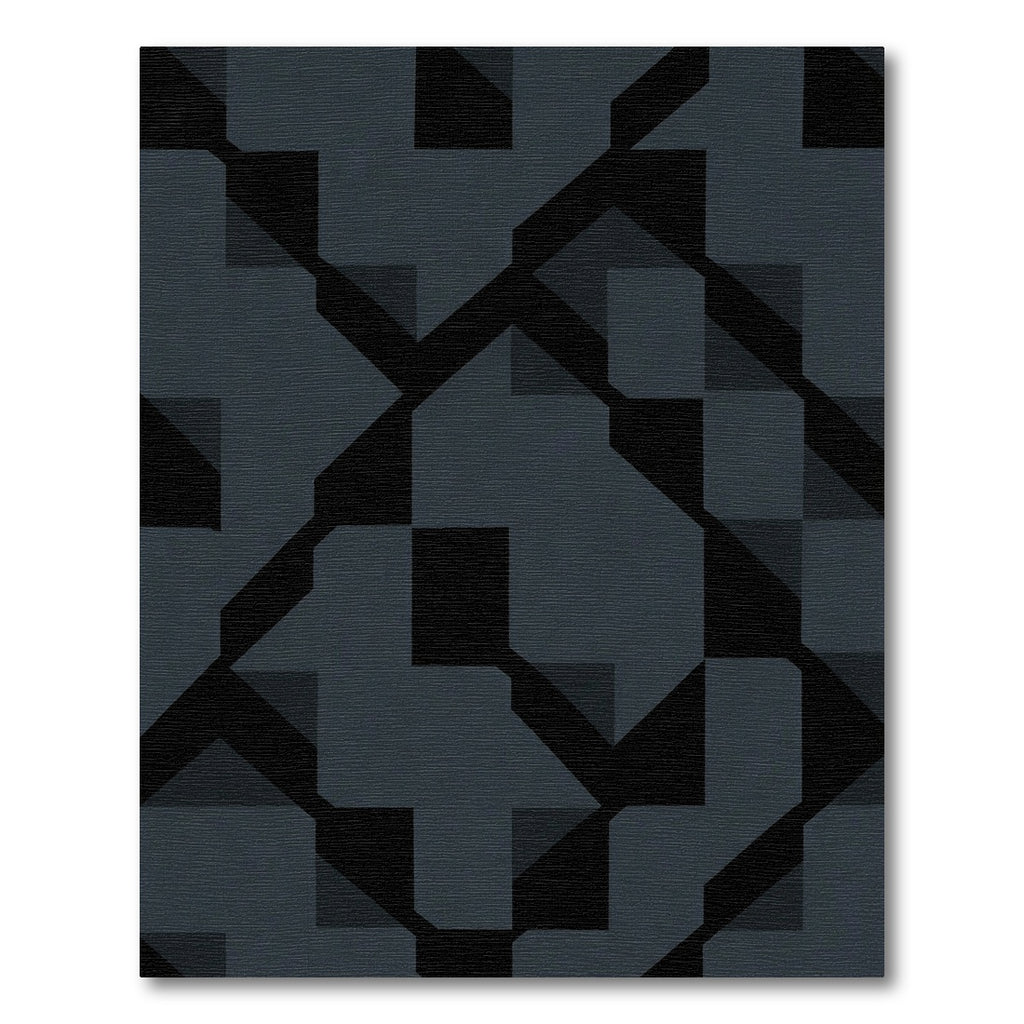 Dark Gray Geometric Interlocking Shapes Rug