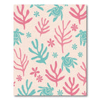 Whimsical Pink Teal Turtle Coral Rug