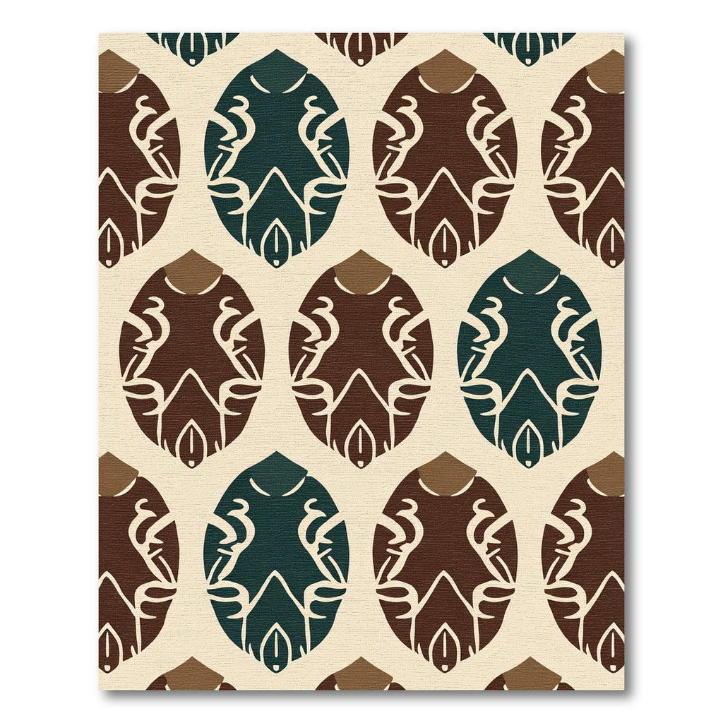 Brown Teal Abstract Oval Repeating Rug