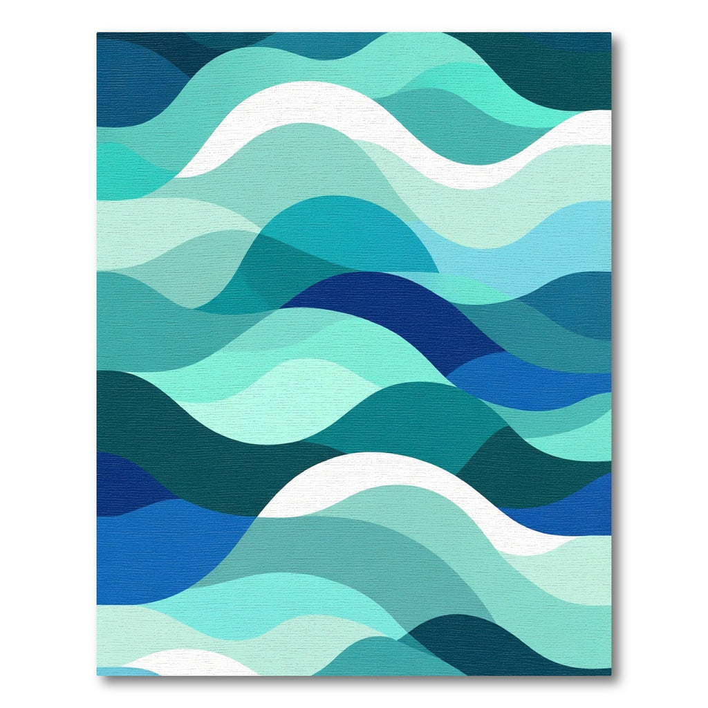 Teal Blue Abstract Wave Rug